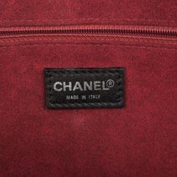 Pre Owned Chanel Black Patent Cube Quilted East West Tote