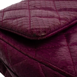 Pre Owned Chanel Purple Python CC Flap Top Handle Bag