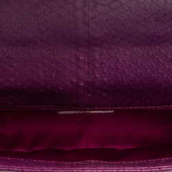 Pre Owned Chanel Purple Python CC Flap Top Handle Bag