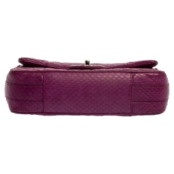 Pre Owned Chanel Purple Python CC Flap Top Handle Bag