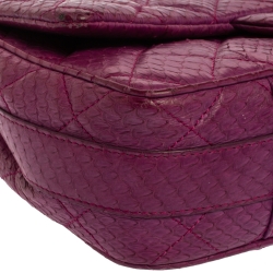 Pre Owned Chanel Purple Python CC Flap Top Handle Bag