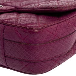 Pre Owned Chanel Purple Python CC Flap Top Handle Bag