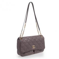 Pre Owned Chanel Maxi Purple Leather Classic Flap Bag