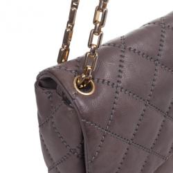 Pre Owned Chanel Maxi Purple Leather Classic Flap Bag