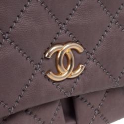 Pre Owned Chanel Maxi Purple Leather Classic Flap Bag
