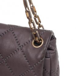 Pre Owned Chanel Maxi Purple Leather Classic Flap Bag