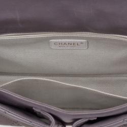 Pre Owned Chanel Maxi Purple Leather Classic Flap Bag