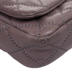 Pre Owned Chanel Maxi Purple Leather Classic Flap Bag