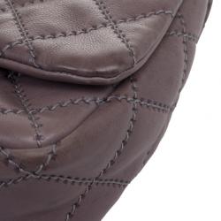 Pre Owned Chanel Maxi Purple Leather Classic Flap Bag