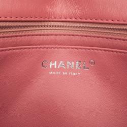 Pre Owned Chanel Pink Patent Jumbo Chevron Flap Bag