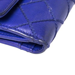 Pre Owned محفظة شانيل كونتينتال قلاب سى سى جلد مبطن خياطة ألتميت زرقاء 