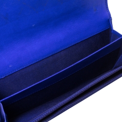 Pre Owned محفظة شانيل كونتينتال قلاب سى سى جلد مبطن خياطة ألتميت زرقاء 