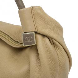 Pre Owned Chanel Beige Leather Tassel Hobo