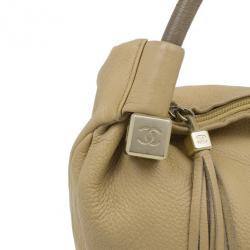 Pre Owned Chanel Beige Leather Tassel Hobo