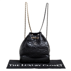 Pre Owned Chanel Black Aged Quilted Leather Small Gabrielle Backpack