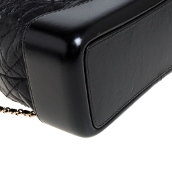 Pre Owned Chanel Black Aged Quilted Leather Small Gabrielle Backpack