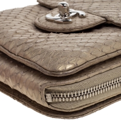 مملوكة مسبقًا Chanel Beige Shimmer Python Zip Around Square Chain Bag