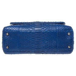 Pre Owned Chanel Royal Blue Python CC Flap Top Handle Bag