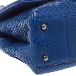 Pre Owned Chanel Royal Blue Python CC Flap Top Handle Bag