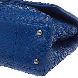 Pre Owned Chanel Royal Blue Python CC Flap Top Handle Bag