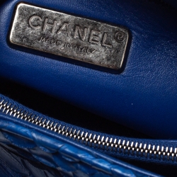 Pre Owned Chanel Royal Blue Python CC Flap Top Handle Bag