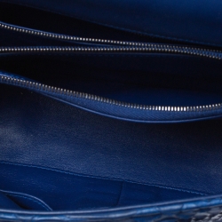 Pre Owned Chanel Royal Blue Python CC Flap Top Handle Bag