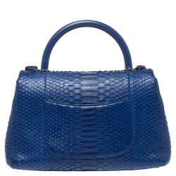 Pre Owned Chanel Royal Blue Python CC Flap Top Handle Bag