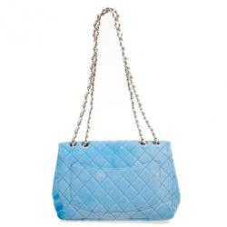 مملوكة مسبقًا Chanel Blue Jersey Classic Double Flap Bag