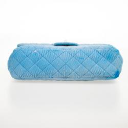 مملوكة مسبقًا Chanel Blue Jersey Classic Double Flap Bag