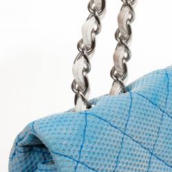 مملوكة مسبقًا Chanel Blue Jersey Classic Double Flap Bag