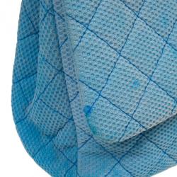 مملوكة مسبقًا Chanel Blue Jersey Classic Double Flap Bag