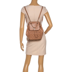 Pre Owned Chanel Beige Quilted Caviar Leather Business Affinity Backpack