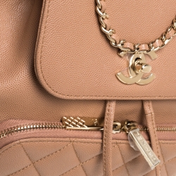 Pre Owned Chanel Beige Quilted Caviar Leather Business Affinity Backpack