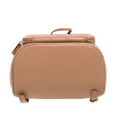 Pre Owned Chanel Beige Quilted Caviar Leather Business Affinity Backpack