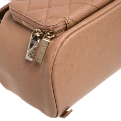 Pre Owned Chanel Beige Quilted Caviar Leather Business Affinity Backpack