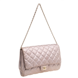 مملوكة مسبقًا Chanel Light Lilac Shimmer Nubuck Leather Classic Single Flap Bag