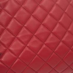 Pre Owned Chanel Red Lambskin Medium Mademoiselle Bowling Bag