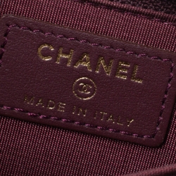 Pre Owned Chanel Burgundy Quilted Caviar Leather Boy Zip-Around Coin Purse