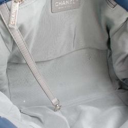 Pre Owned Chanel Blue Leather Bubble Quilted Bowler Bag