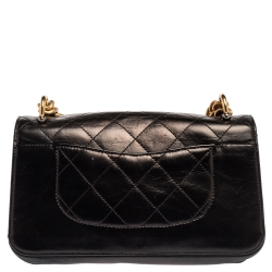 مملوكة مسبقًا حقيبة كتف شانيل سلسلة جلد مبطن أسود