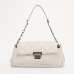 Pre Owned Chanel White Lambskin Accordion Flap Bag