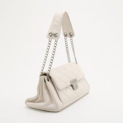 Pre Owned Chanel White Lambskin Accordion Flap Bag