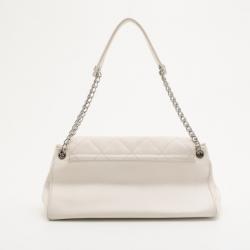 Pre Owned Chanel White Lambskin Accordion Flap Bag