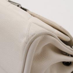 Pre Owned Chanel White Lambskin Accordion Flap Bag