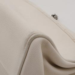 Pre Owned Chanel White Lambskin Accordion Flap Bag