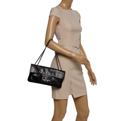 Pre Owned Chanel Dark Blue Leather Mademoiselle Turn Lock Flap Bag