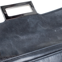 Pre Owned Chanel Dark Blue Leather Mademoiselle Turn Lock Flap Bag