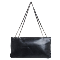 Pre Owned Chanel Dark Blue Leather Mademoiselle Turn Lock Flap Bag