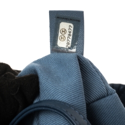 Pre Owned Chanel Blue Denim CC Fringe Drawstring Bucket Bag