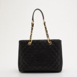 مملوكة مسبقًا Chanel Black Quilted Caviar Leather Grand XL Shopping Tote